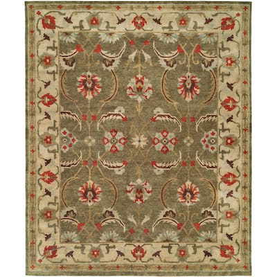 Traditional Multi-Colored Hand-Knotted Wool Area Rug