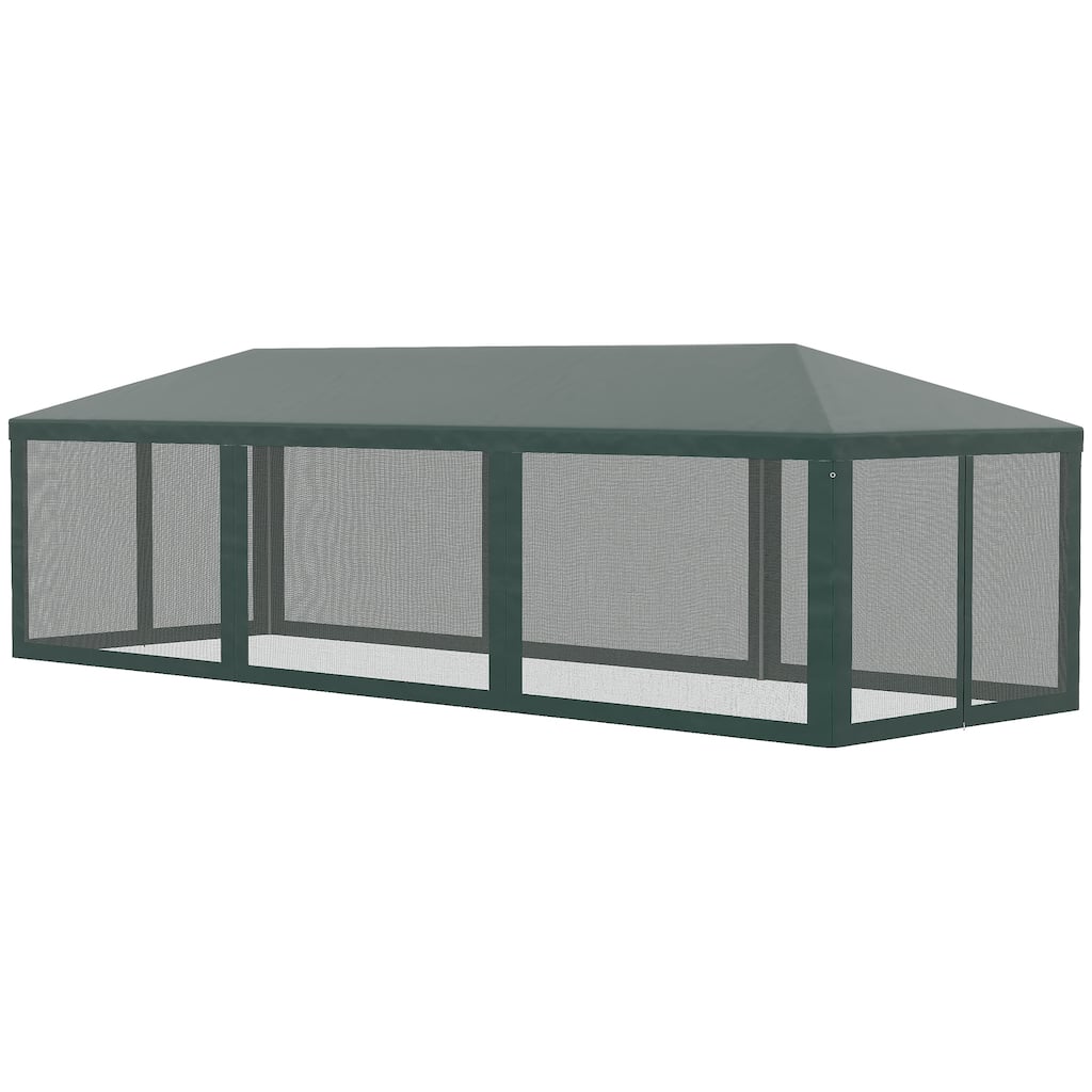 10' x 28' Outdoor Party Tent with Removable Mesh Sidewalls, Steel Frame, and Waterproof Canopy