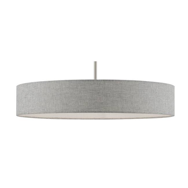 Livex Lighting 46145 Elmhurst 5 Light 26" Wide Multi Light Pendant - Brushed Nickel / Shiny White Accents