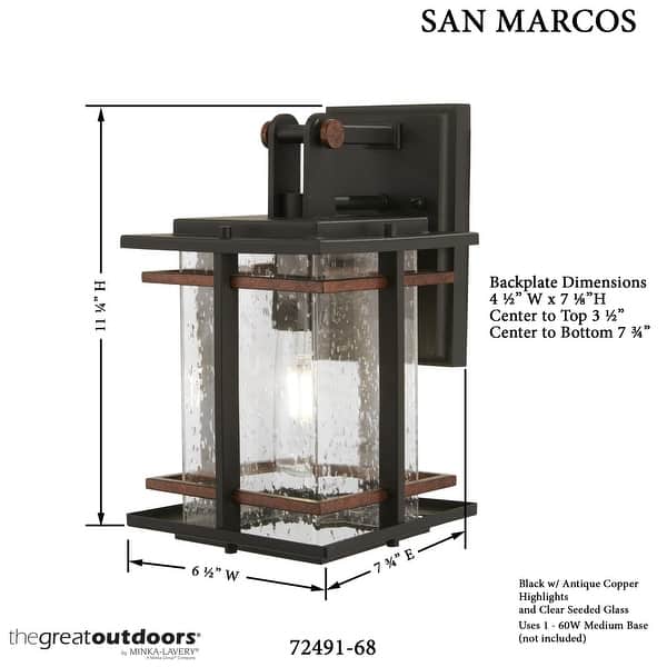The Great Outdoors San Marcos Single Light 11-1/4" Tall Outdoor Wall