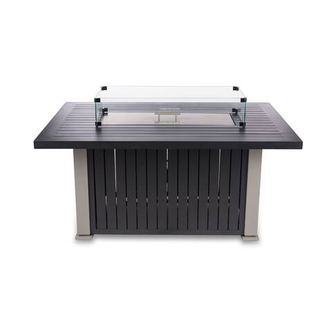 EV Fires 52" Aluminum Propane Gas Fire Pit Table - Black/Gray with Black Clips and Wind Guard - 31"H x 52"W x 35"D