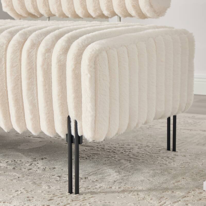 49.6"W Oversized Modern Upholstered Bench Ottoman with Metal Legs