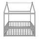 preview thumbnail 13 of 17, Modern Wooden Full Size House Bed Frame with Fence