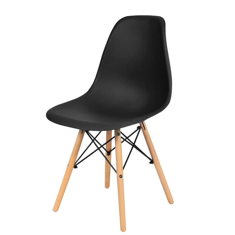 Set of 2 Ergonomic Dining Chairs with Soft Linen Cushion and Sturdy PP Seat and Wooden Frame - 18" x 19" x 33" (W x D x H)