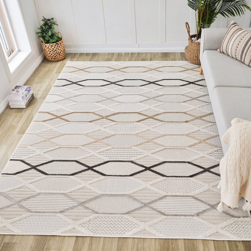 Rug Branch Abstract Geometric Modern Cream Beige Indoor Area Rug