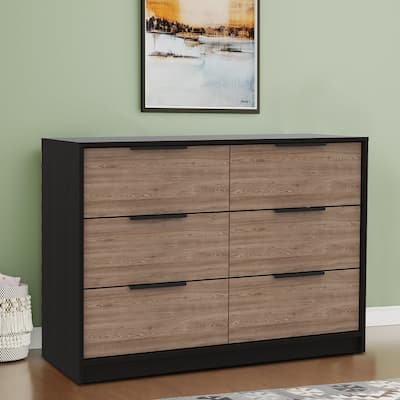 Farmhouse Wooden Storage Dresser with 4 Drawers and 2 Cabinets