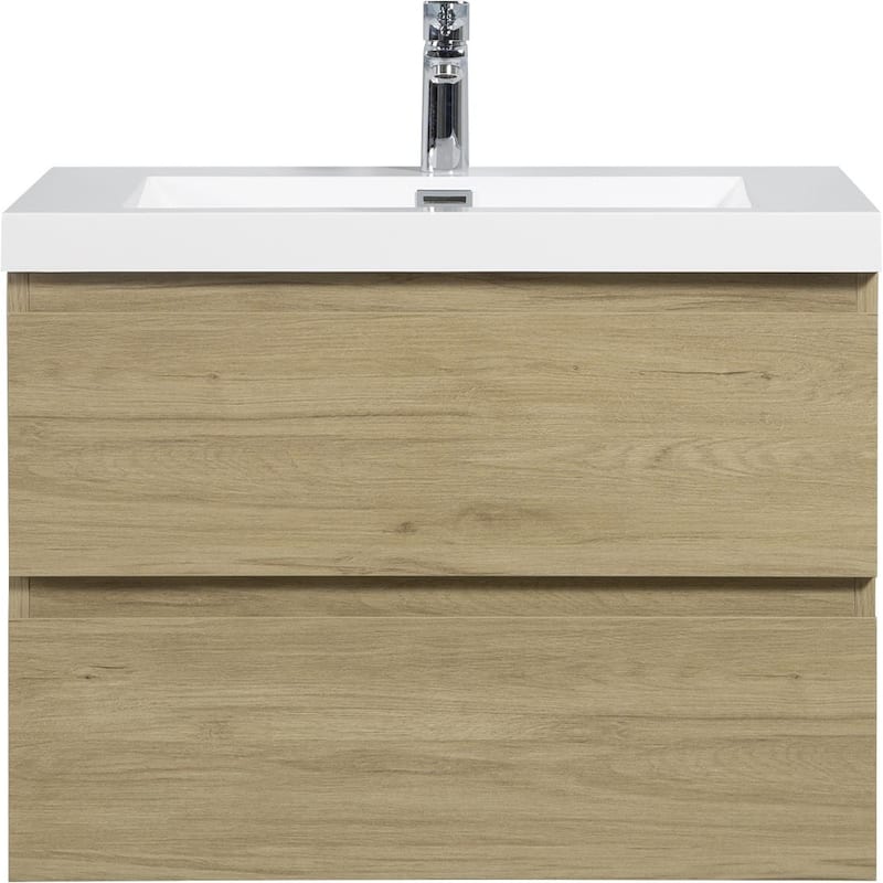 30"Bathroom Vanity with Sink,Modern Wall-Mounted Bathroom Storage Vanity Cabinet with Resin Top Basin and Soft Close Drawers