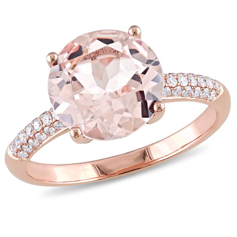 Miadora 14k Rose Gold Morganite and 1/5ct TDW Diamond Cocktail Ring (G-H, SI1-SI2) - Pink