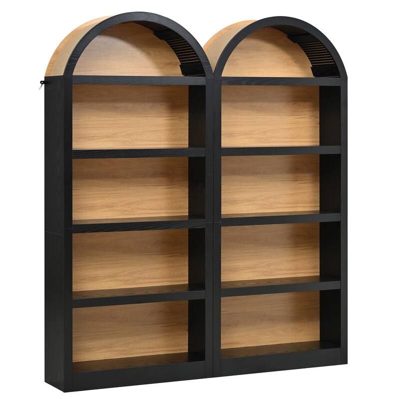 Farmhouse 68.8" Tall Freestanding Bookshelves Set of 2, 5-Tier Display Bookcase Arched Top for Living Room, Bedroom, Home Office