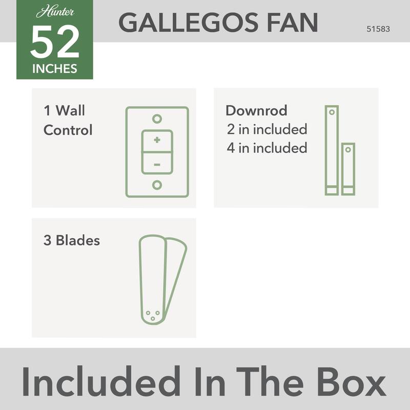Hunter 52" Gallegos Outdoor Ceiling Fan and Wall Control, Damp-Rated