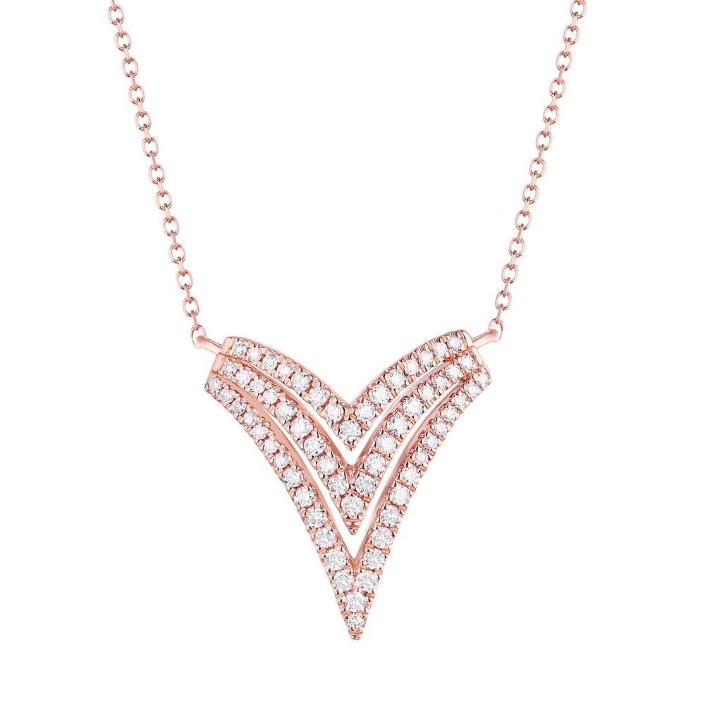 Prism Jewel 14k Round White Diamond V-Shaped Necklace