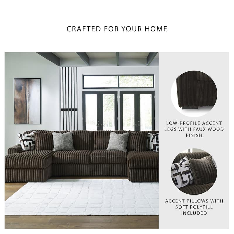 Signature Design by Ashley Midnight-madness 3-Piece Sectional with Chaise - 150" W x 65" D x 40" H