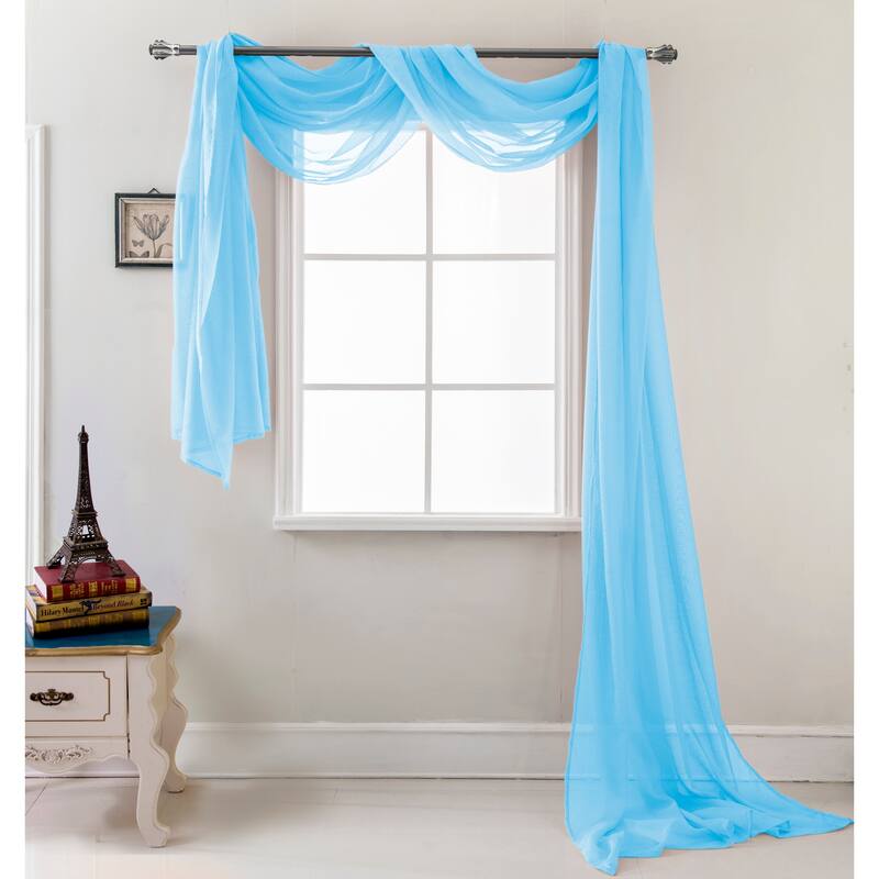 Celine Solid Sheer Curtain Canopy Bed Wedding Scarf - Neon Blue