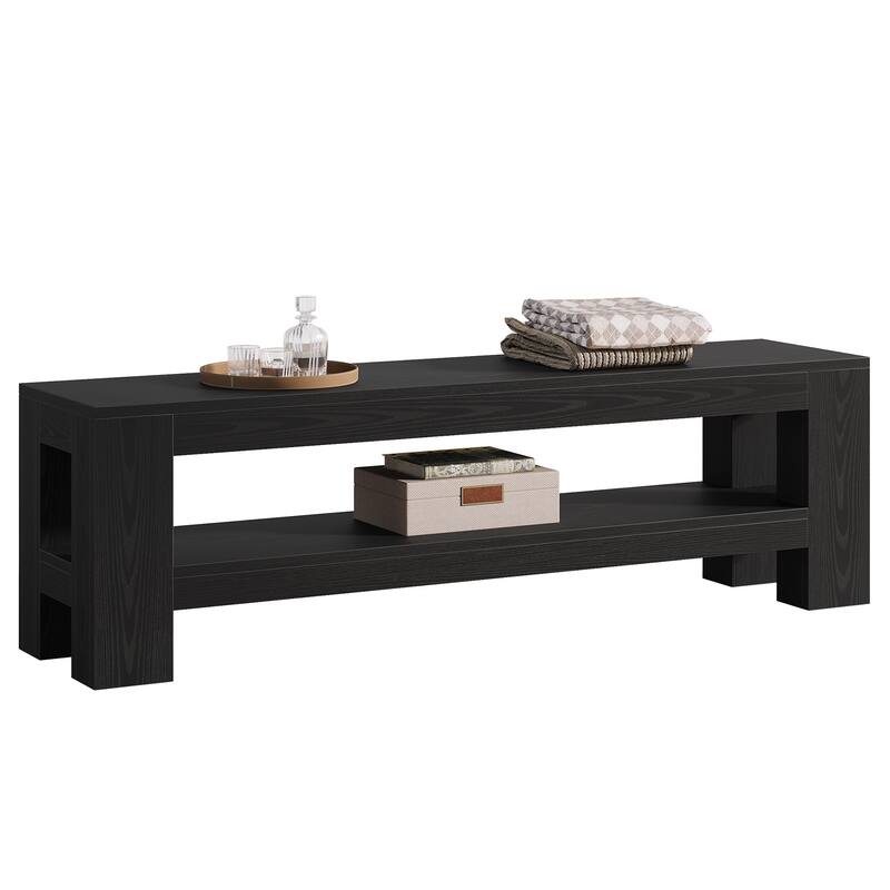 Wooden Entryway Bench with Storage Shelf, Console Shoe Bench, Hallway Kitchen End of Bed Accent Seat Storage Bench for Bedroom