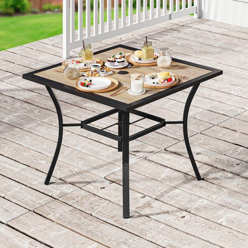 Moasis Outdoor Metal Dining Table - Wood & Square