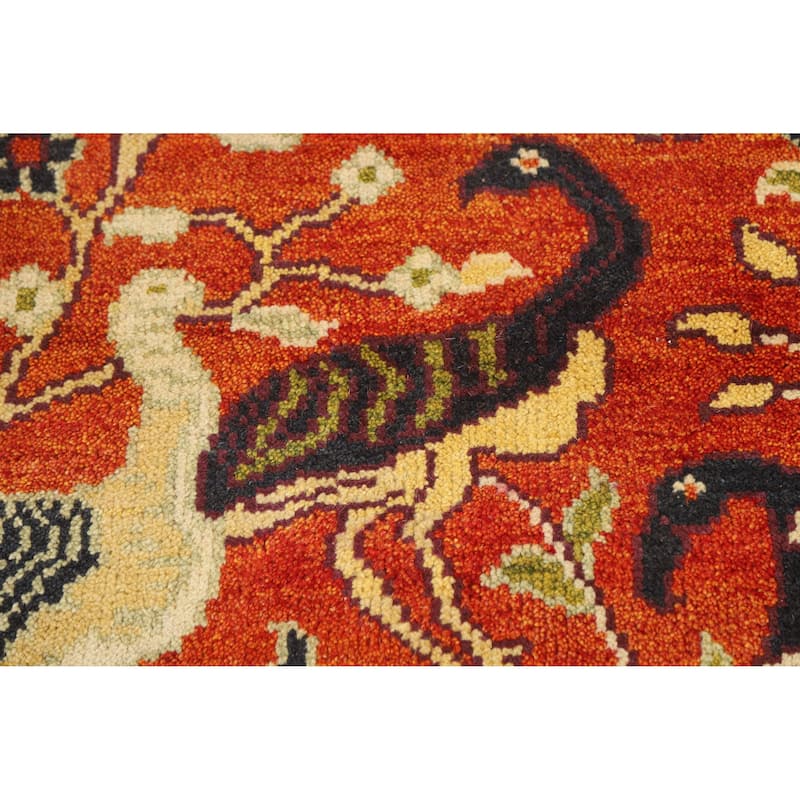 Hand Knotted Oriental 100% Wool Carpet Traditional All-Over Oranges & Rust Ziegler Area Rug - 11' 10'' X 8' 10''