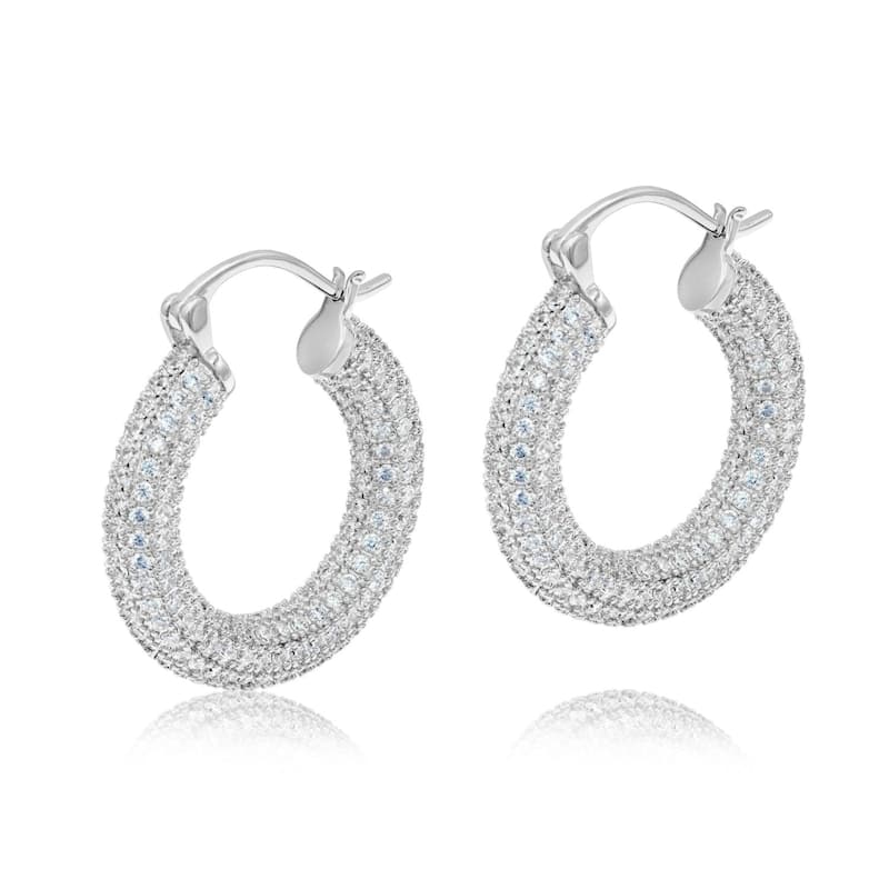 SHYMI Thick Pave Hoops - Silver