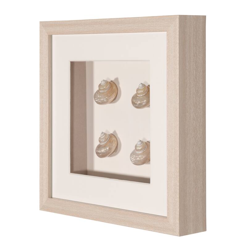 HUJI Handmade Pearlescent Sea Shell Shadow Box Wall Dwcor Set of 2 for Bedroom Bathroom