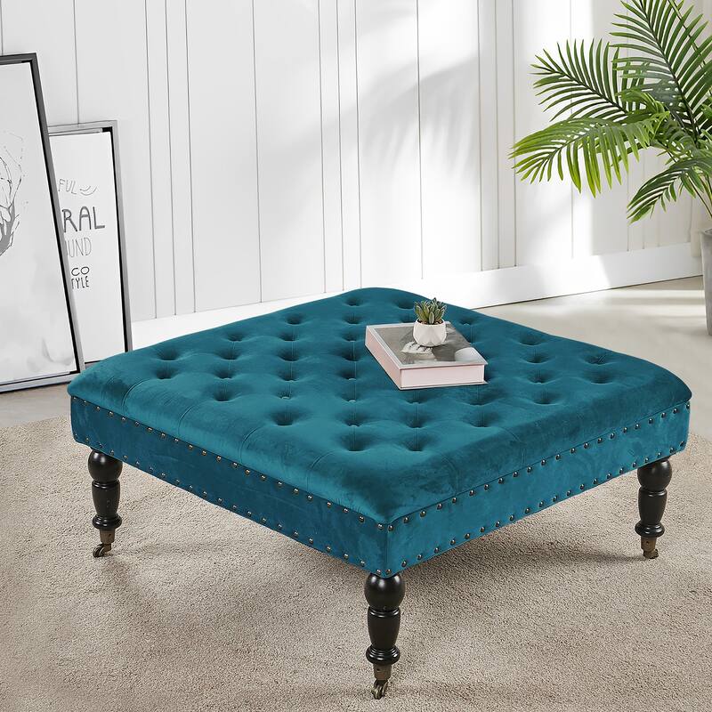 Home Soft Things Supersoft Tufted Coffee Table Ottoman - 33" x 33" x 18"