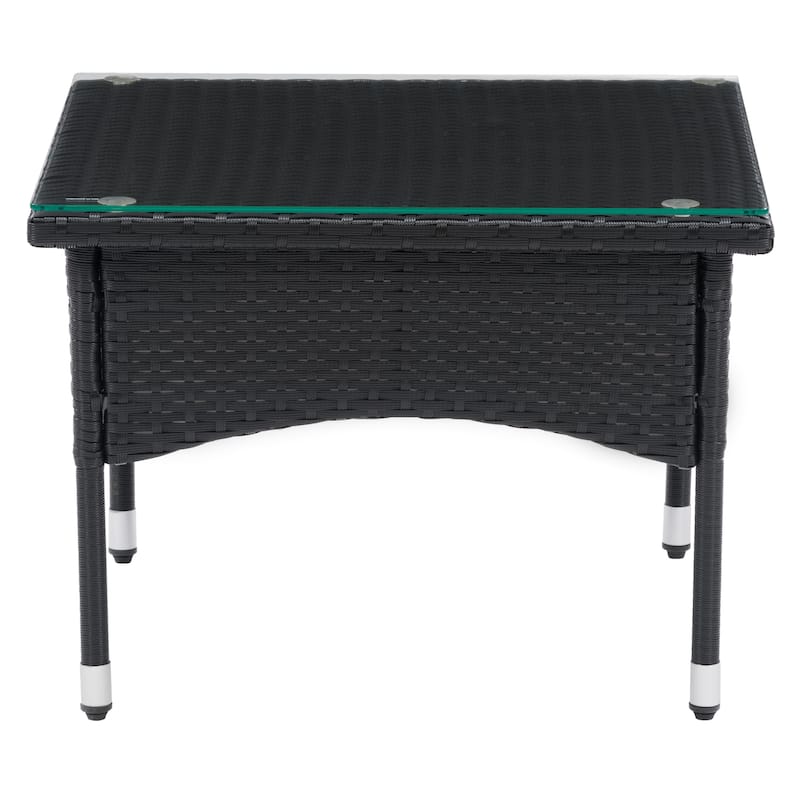 CorLiving Parksville Black Rattan Square Side Table - Black