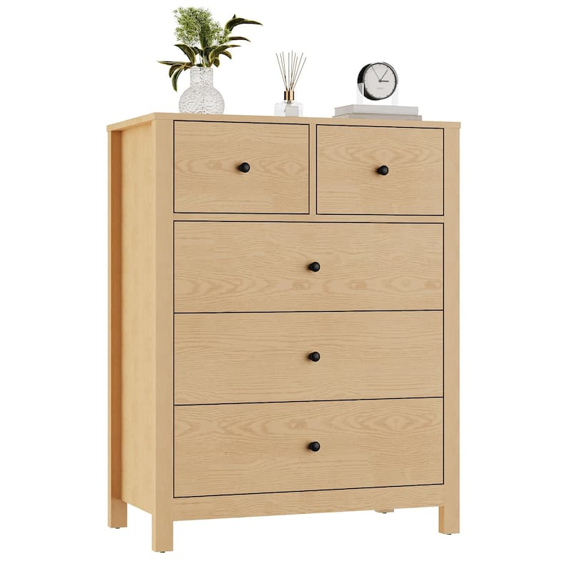 5 Drawer Dresser for Bedroom, Modern Wooden Storage Chest Organizer with Drawers