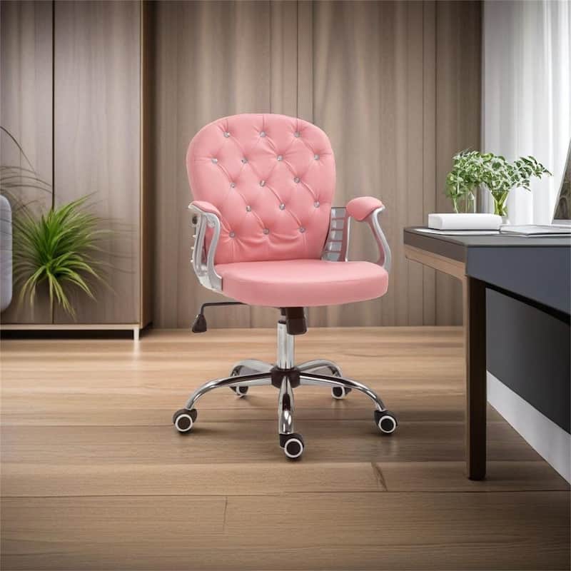 PU Leather Home Office Chair - Pink