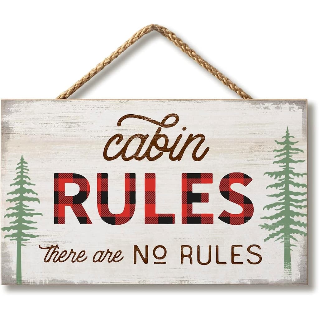 Cabin Rules Decorative Hanging Wood Sign 9.5” by 5.75”