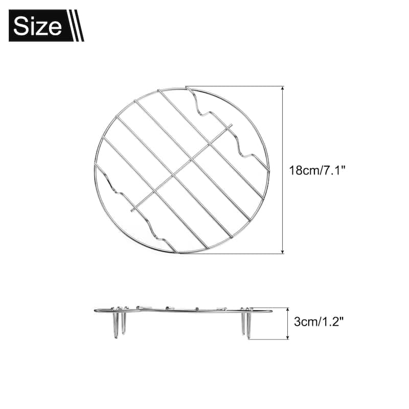 Round Cooking Rack Stainless Steel for Cooking - Silver - 7.1"x1.2"