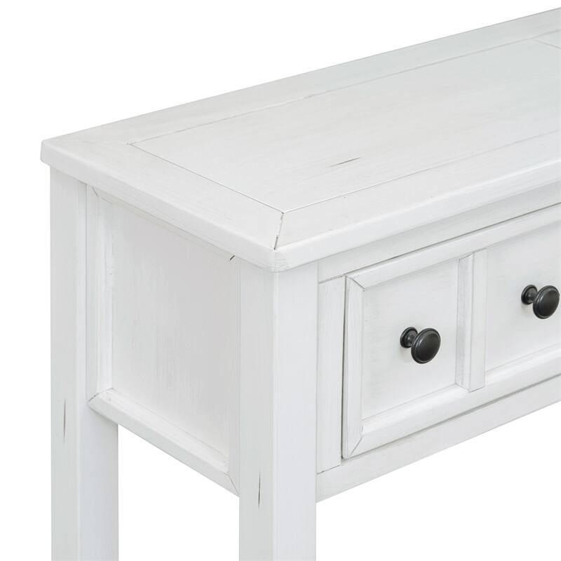 Rustic Entryway Console Table with Two Drawers and Bottom Shelf