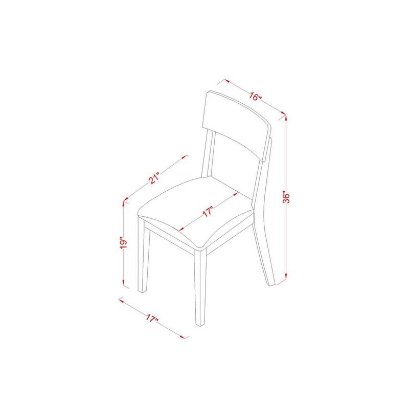 Slat Back Dining Chair - Linen White Finish - Faux Leather Seat - Modern Kitchen Chair