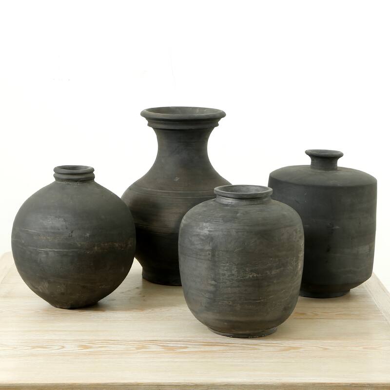 Artissance 11.8"H Medium Earthy Gray Ceramic Indoor Outdoor Pottery Vase, Home and Garden Decor