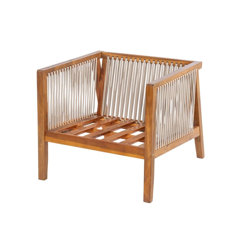 Christopher Knight Home - Outdoor Modern Solid Acacia Wood with Handwoven Rope Sides and Cushions Weather-Resistant