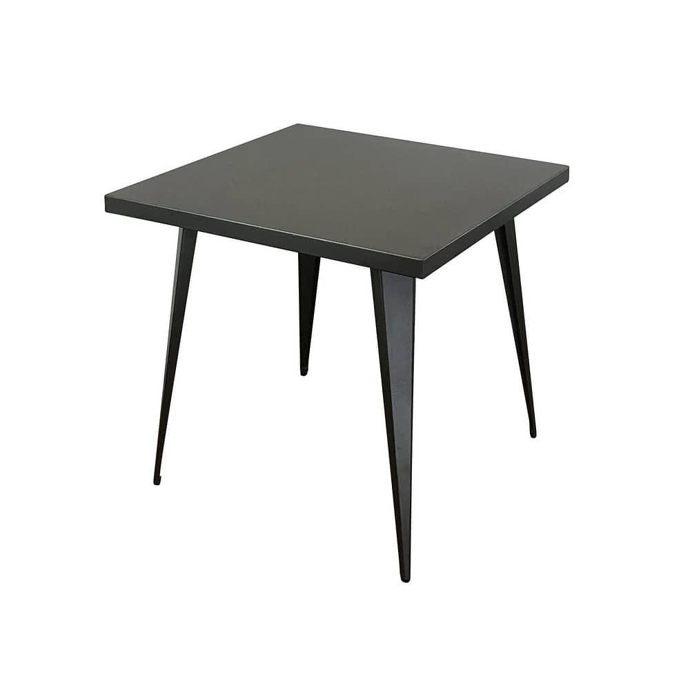 Square metal top dining table with metal legs