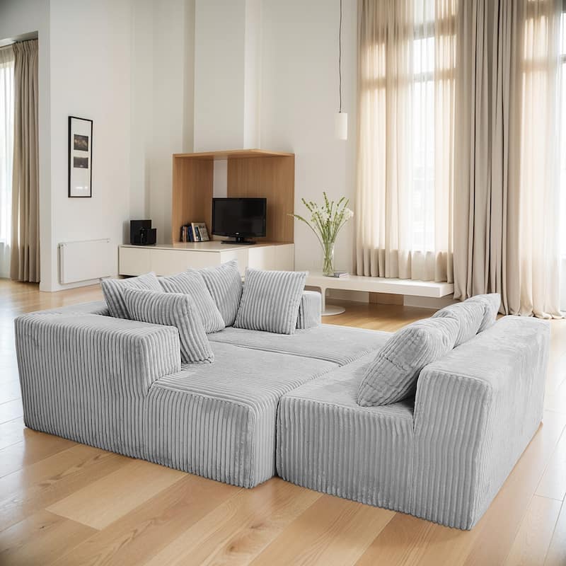 GDFStudio - American Design Modular 130" U-Shaped Sectional Sofa, Chaise Lounge with Reversible Layout