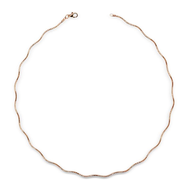 Italian Sterling Silver Wavy 2mm Rose-gold-plated Omega Necklace (16-20') - Pink