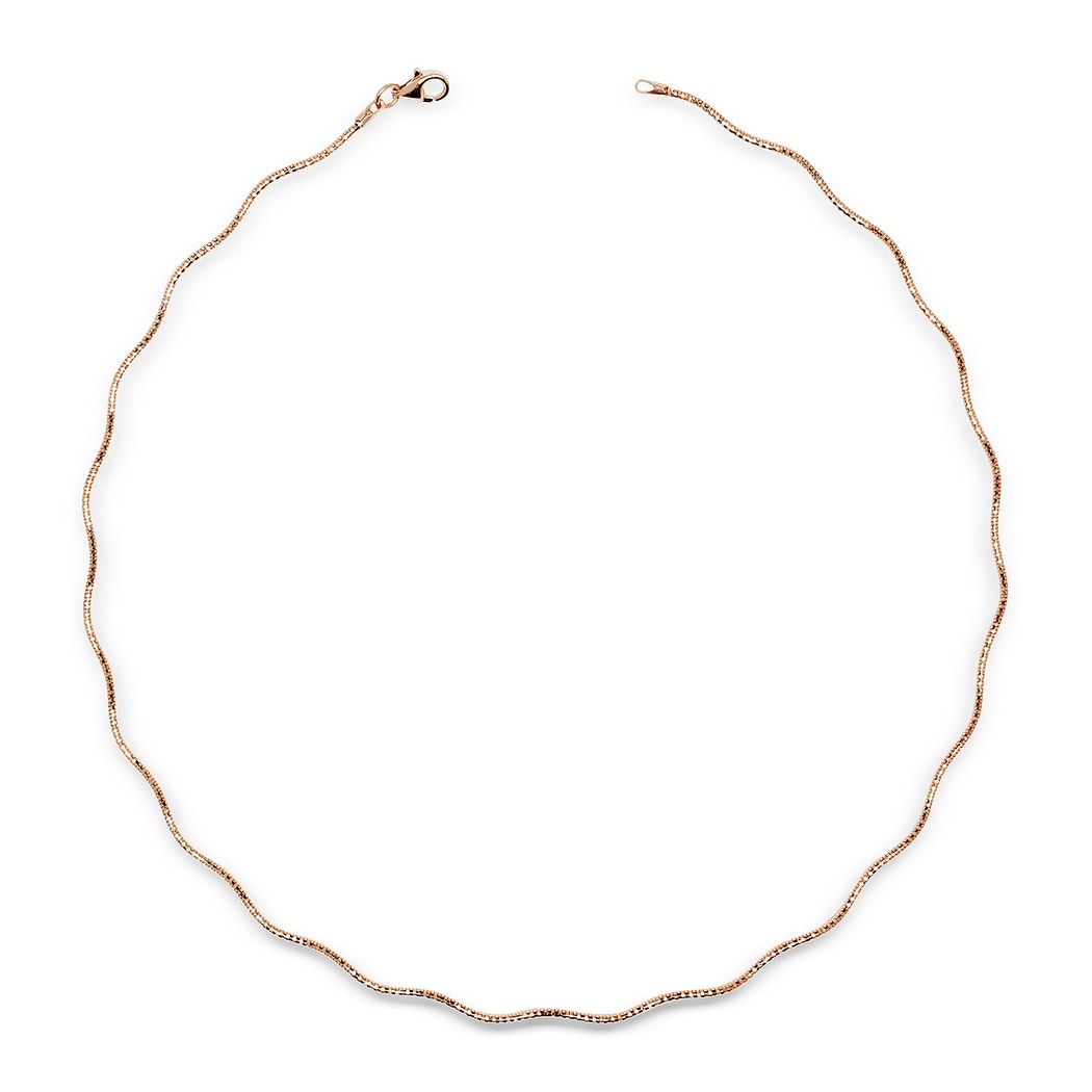 Curata Italian Sterling Silver Wavy 2mm Rose-gold-plated Omega Necklace (16-20') - Pink
