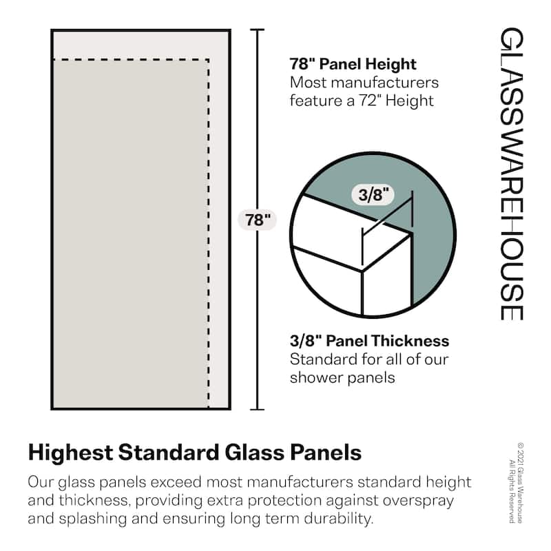 Polaris 60 in. x 78 in. Fully Frameless Glass Sliding Bypass Shower Doors with Square Hardware