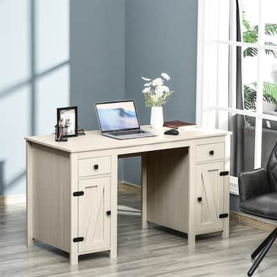 Home Office Desk with 2 Drawers and 2 Cabinets