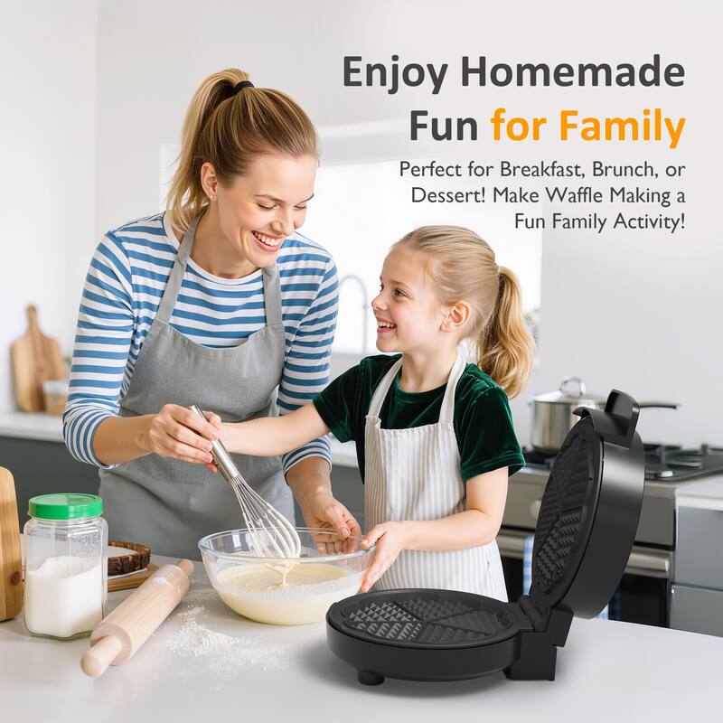 5 Heart-Shaped Waffle Maker with Adjustable Temp