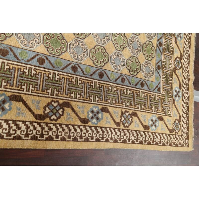 Vegetable Dye Khotan Oriental Wool Area Rug Hand-knotted Office Carpet - 6'4" x 9'4"