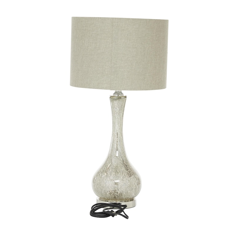 Glass Room Table Lamp with Faux Mercury Glass Finish - Silver - Roche River Decor