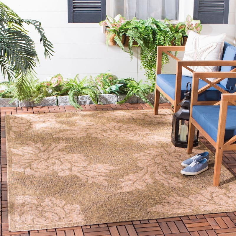 SAFAVIEH Courtyard Genuta Indoor/ Outdoor Waterproof Patio Backyard Rug - 9' x 12' - Gold/Natural