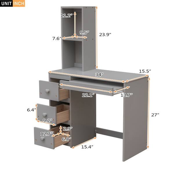 dimension image slide 0 of 2, Gray Twin Pine Loft Bunk Bed with Storage Staircase, Desk, Shelves, Drawers