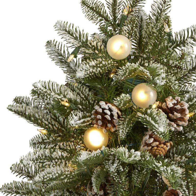 5' Flocked Whistler Mountain Fir Artificial Christmas Tree with 250 Warm White LED Light