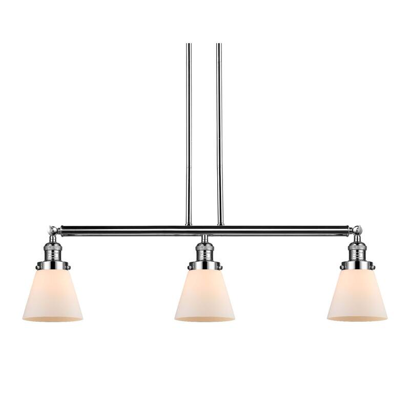 Innovations Lighting Small Cone 3 Light 39" Wide Linear Chandelier - Polished Nickel / Matte White Cased