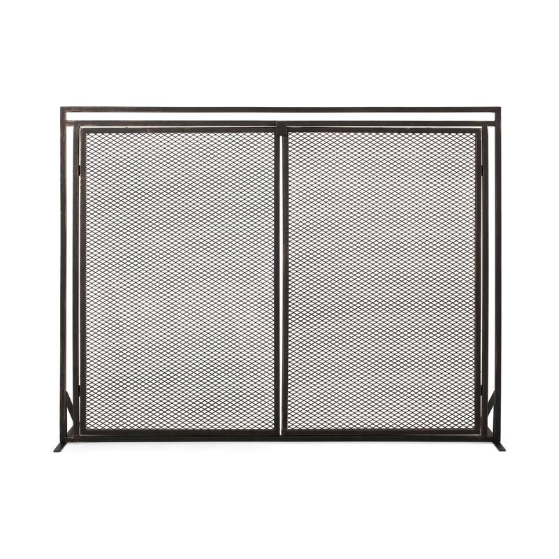 Anmytek Metal Fireplace Screen with Double Access Doors