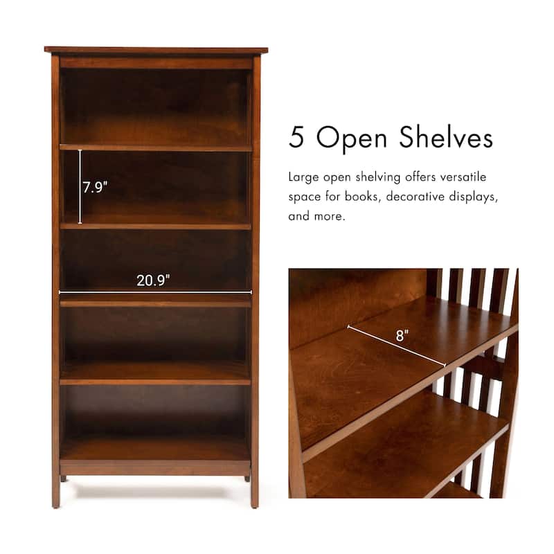 Till Contemporary Oak Solid Wood 5-Open Shelf Media Shelf by Furniture of America