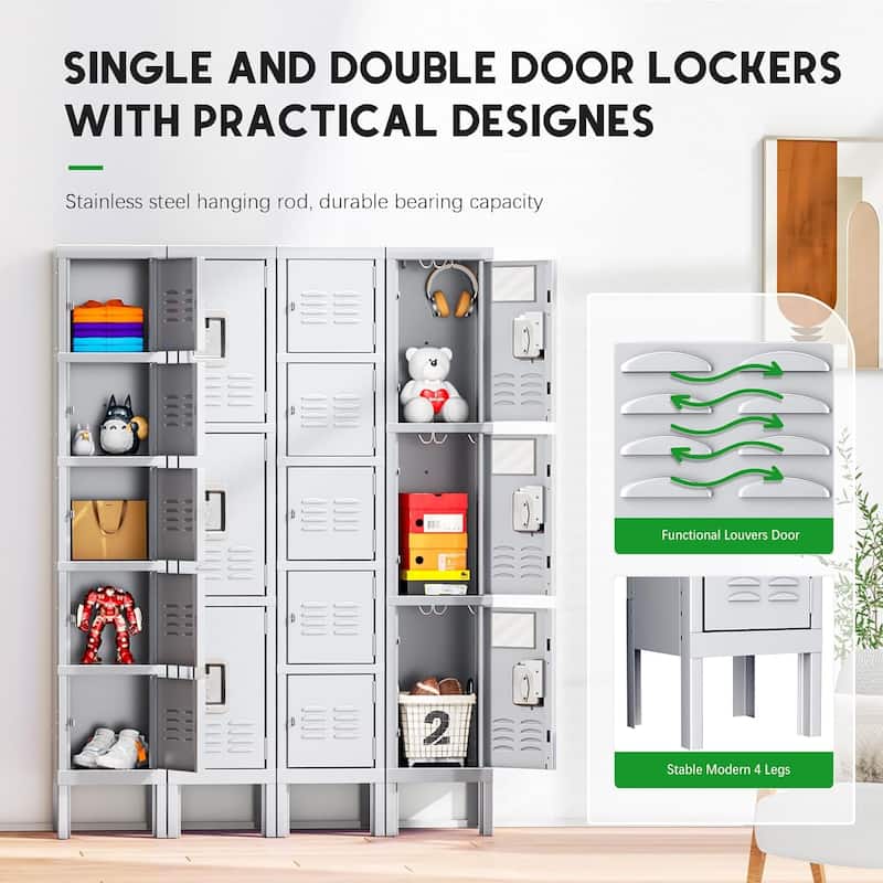3 Door/5 Door Metal Lockers Storage Cabinet for School Office Gym Metal Storage