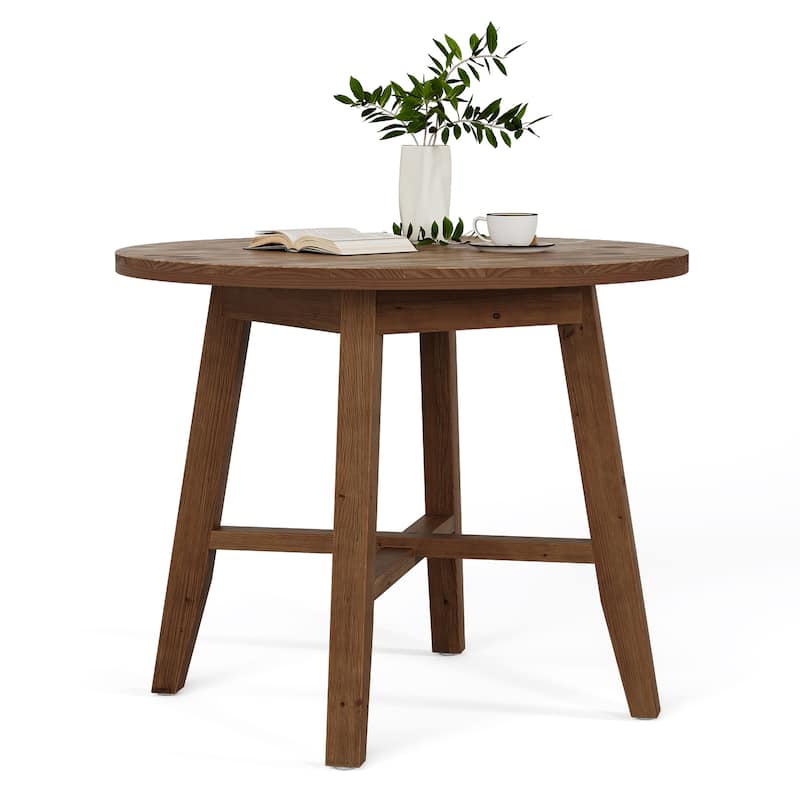 31.5-Inch Round Dining Table, Solid Wood Farmhouse Kitchen Table - N/A