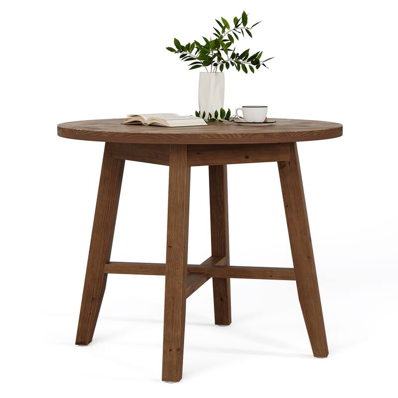 Solid Wood Round Dining Table, 31.5-Inch Farmhouse Kitchen Table